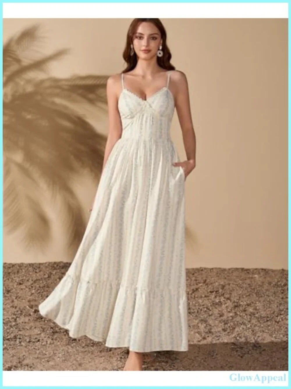 Floral Lace V-Neck Maxi Dress with Spaghetti Straps and Smocked Back